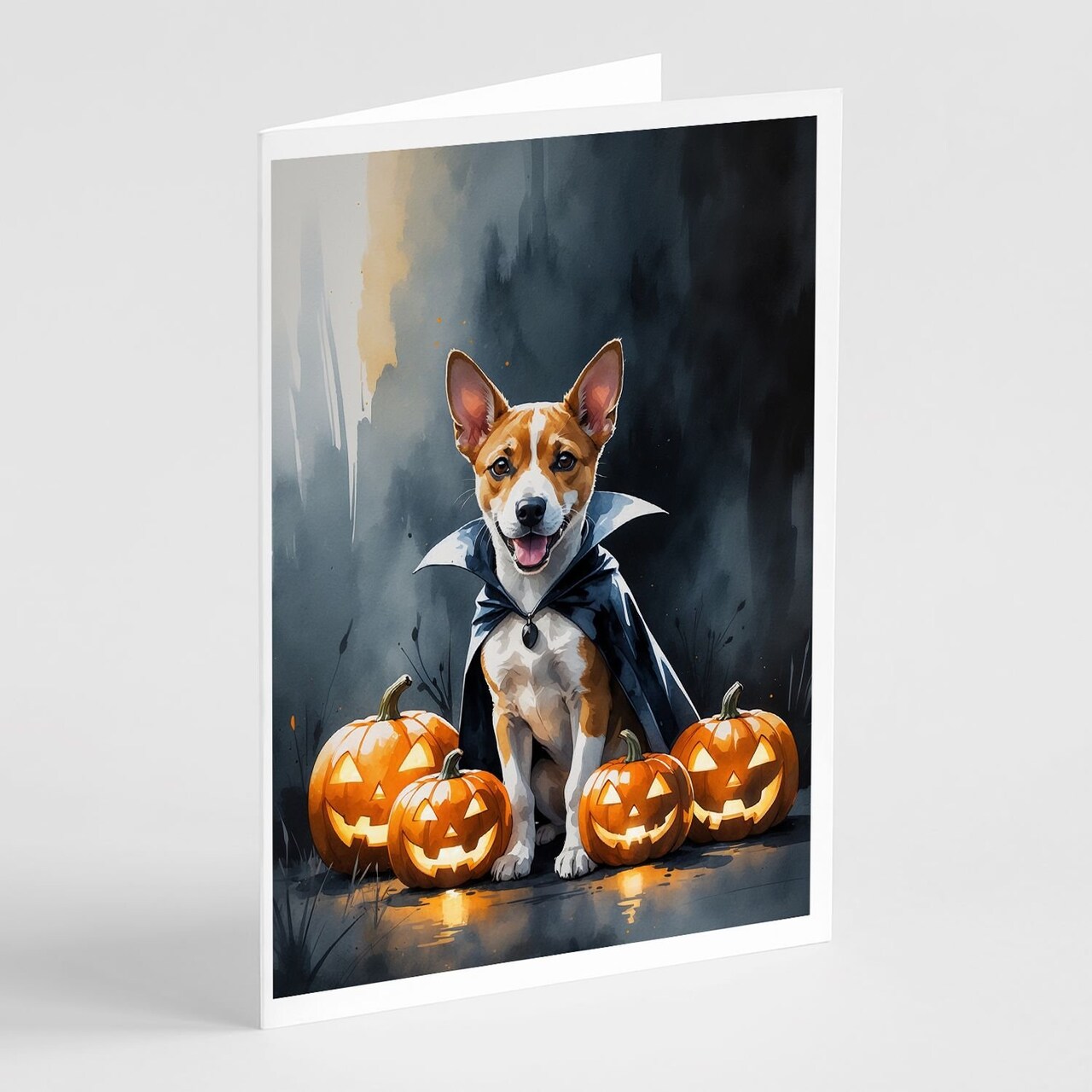 Edge Collections - 5" x 7" - Multicolor - Basenji Puppy Halloween Greeting Cards - 8 Pieces